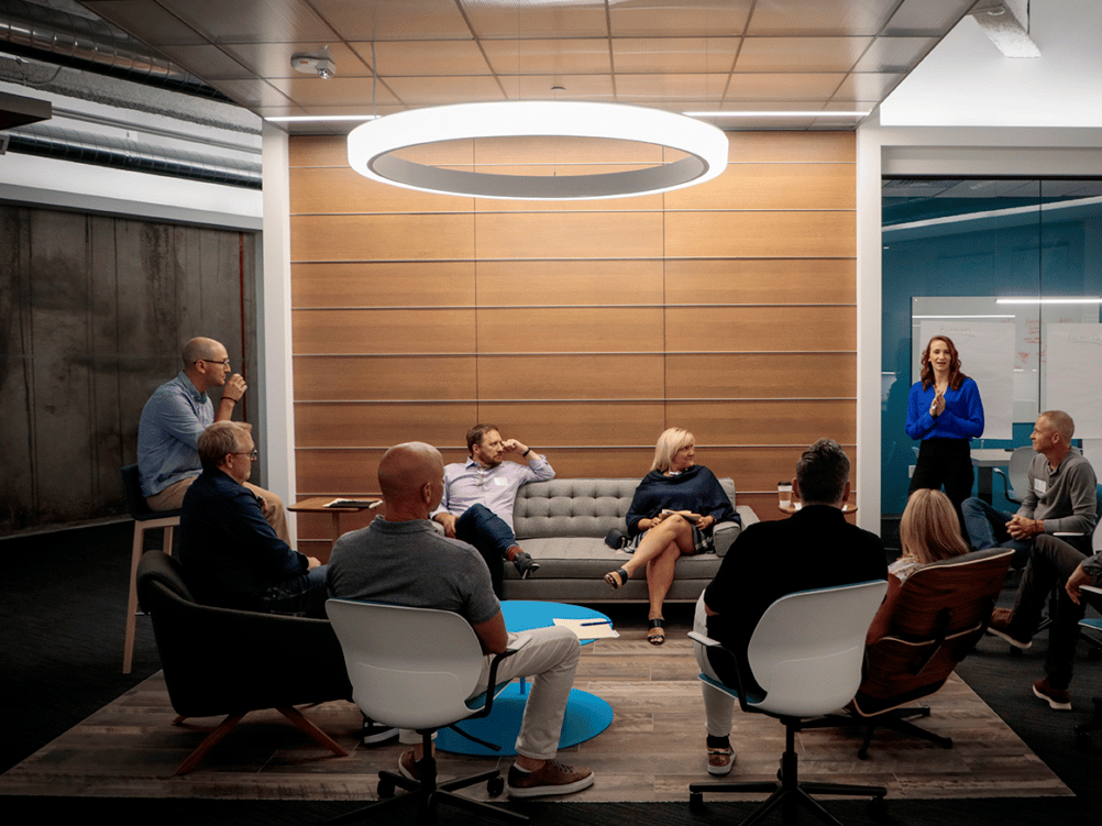 People around lounge meeting space